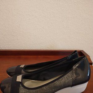 Anne Klein Sport Navy Blue Patent Wedges, Size 8